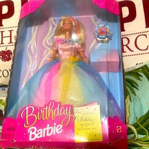 ::SOLD:: 1997 Blonde Birthday Barbie Doll w/ Rainbow Shimmer Dress